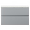 Urban Satin Grey 800mm (w) x 522mm (h) x 390mm (d) Wall Hung 2-Drawer Vanity Unit & Sparkling White Worktop