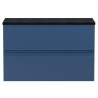 Urban Satin Blue 800mm (w) x 522mm (h) x 390mm (d) Wall Hung 2-Drawer Vanity Unit & Sparkling Black Worktop