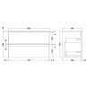 Urban Satin Green 800mm Wall Hung 2 Drawer Unit & Worktop - Technical Drawing