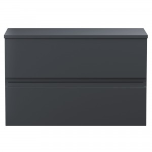Urban Wall Hung 2-Drawer Vanity Unit with Colour Matchning Laminate Worktop 800mm Wide - Soft Black