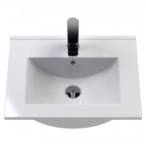 Urban Satin White 500mm (w) x 828mm (h) x 395mm (d) Floor Standing 2-Door Vanity Unit & Minimalist Ceramic Basin