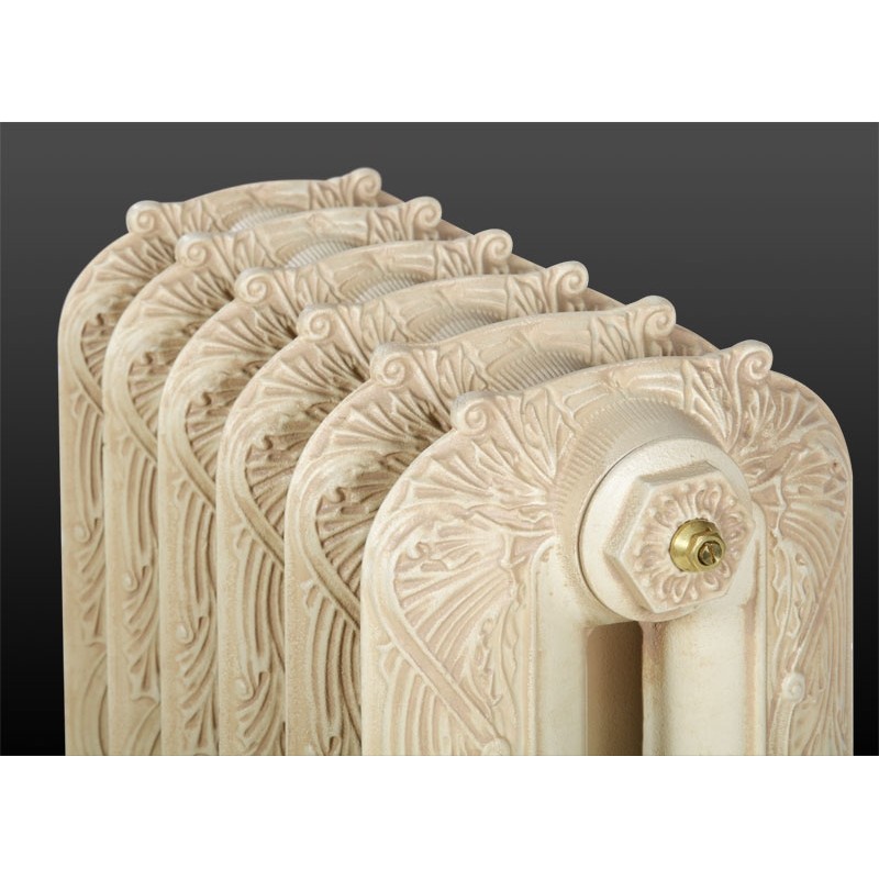 The "Marlborough" 2 Column 460mm (H) Traditional Victorian Cast Iron Radiator - Antiqued Matchstick with a Buff wash