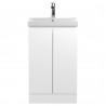 Urban Satin White 500mm (w) x 860mm (h) x 395mm (d) Floor Standing 2-Door Vanity Unit & Thin-Edge Ceramic Basin