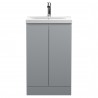 Urban Satin Grey 500mm (w) x 850mm (h) x 395mm (d) Floor Standing 2-Door Vanity Unit & Mid-Edge Ceramic Basin