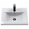 Urban Satin Grey 500mm (w) x 850mm (h) x 395mm (d) Floor Standing 2-Door Vanity Unit & Mid-Edge Ceramic Basin - Insitu