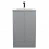 Urban Satin Grey 500mm (w) x 828mm (h) x 395mm (d) Floor Standing 2-Door Vanity Unit & Minimalist Ceramic Basin