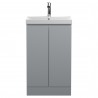 Urban Satin Grey 500mm (w) x 860mm (h) x 395mm (d) Floor Standing 2-Door Vanity Unit & Thin-Edge Ceramic Basin
