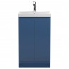 Urban Satin Blue 500mm (w) x 860mm (h) x 395mm (d) Floor Standing 2-Door Vanity Unit & Thin-Edge Ceramic Basin