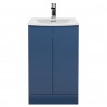 Urban Satin Blue 500mm (w) x 840mm (h) x 390mm (d) Floor Standing 2-Door Vanity Unit & Curved Ceramic Basin