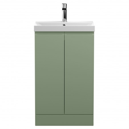 Urban Satin Green 500mm Freestanding 2 Door Vanity & Thin-Edge Ceramic Basin