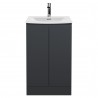 Urban Floor Standing 2-Door Vanity with Curved Ceramic Basin 500mm Wide - Soft Black