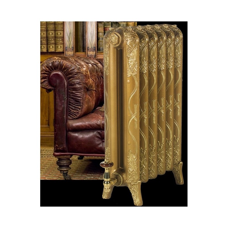 The "Marlborough" 2 Column 760mm (H) Traditional Victorian Cast Iron Radiator - Antiqued Gold with a Gold Highlight