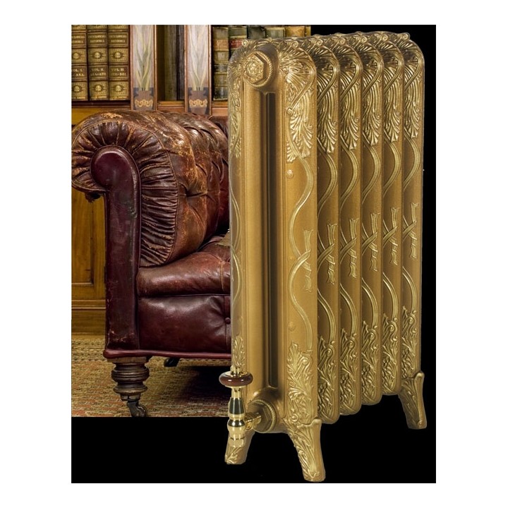 The "Marlborough" 2 Column 760mm (H) Traditional Victorian Cast Iron Radiator - Antiqued Gold with a Gold Highlight