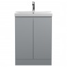 Urban Satin Grey 600mm (w) x 860mm (h) x 395mm (d) Floor Standing 2-Door Vanity Unit & Thin-Edge Ceramic Basin