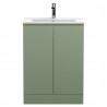 Urban Satin Green 600mm Freestanding 2 Door Unit & Minimalist Ceramic Basin