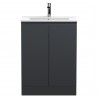 Urban Floor Standing 2-Door Vanity with Minimalist Ceramic Basin 600mm Wide - Soft Black