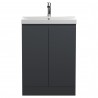 Urban Floor Standing 2-Door Vanity with Thin-Edge Ceramic Basin 600mm Wide - Soft Black