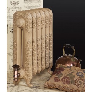 The "Albion" 2 Column 590mm (H) Traditional Victorian Cast Iron Radiator - Antiqued Matchstick with Buff wash