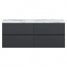 Urban 1200mm Wall Hung 4 Drawer Unit With Carrera Marble Laminate Worktop - Soft Black
