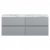 Urban 1200mm Wall Hung 4 Drawer Unit With Carrera Marble Laminate Worktop - Satin Grey