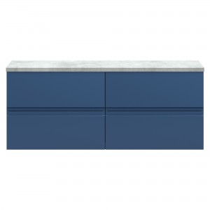 Urban 1200mm Wall Hung 4 Drawer Unit With Bellato Grey Laminate Worktop - Satin Blue