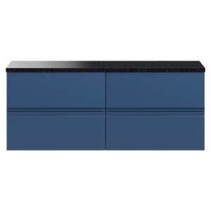 Urban 1200mm Wall Hung 4 Drawer Unit With Black Sparkle Laminate Worktop - Satin Blue