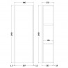 Urban Satin Green Wall Hung 400 x 1200mm Cabinet - Technical Drawing