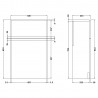 Urban Back to Wall WC Toilet Unit 500mm Wide - Soft Black - Technical Drawing