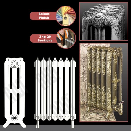 The "Charlestone" 765mm (H) 3 Column Traditional Victorian Cast Iron Radiator (3 to 20 Sections Wide) - Choose your Finish