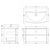 Sarenna Moon White 700mm (w) x 448mm (h) x 504mm (d) Cabinet & Basin - Technical Drawing