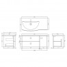 Sarenna Dove Grey 1000mm (w) x 448mm (h) x 504mm (d) Cabinet & Basin - Left Hand - Technical Drawing