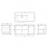 Sarenna Mineral Blue 1000mm (w) x 448mm (h) x 504mm (d) Cabinet & Basin - Left Hand - Technical Drawing
