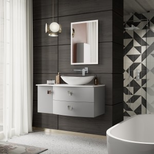 Sarenna Dove Grey 1000mm (w) x 446mm (h) x 504mm (d) Right Hand Cabinet With Marble Top