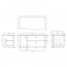 Sarenna Dove Grey 1000mm (w) x 446mm (h) x 504mm (d) Right Hand Cabinet With Marble Top - Technical Drawing