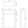 Sarenna Dove Grey 500mm x 800mm (h) x 200mm (d) WC Unit - Technical Drawing