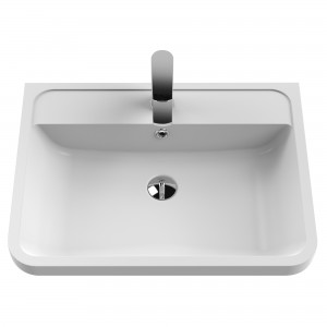 "Solar" Pure White 600mm (w) x 840mm (h) x 450mm (d) 2 Drawer Vanity Unit and Basin