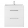 Solar Pure White 800mm (w) x 840mm (h) x 450mm (d) 2 Drawer Vanity Unit and Basin