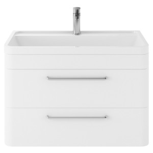 Solar Pure White 800mm (w) x 540mm (h) x 450mm (d) 2 Drawer Wall Hung Vanity Unit and Basin