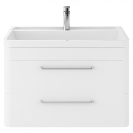 Solar Pure White 800mm (w) x 540mm (h) x 450mm (d) 2 Drawer Wall Hung Vanity Unit and Basin
