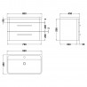 Solar Pure White 800mm (w) x 540mm (h) x 450mm (d) 2 Drawer Wall Hung Vanity Unit and Basin - Technical Drawing