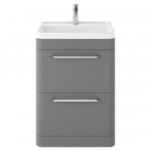Solar Cool Grey 600mm (w) x 840mm (h) x 450mm (d) 2 Drawer Vanity Unit and Basin