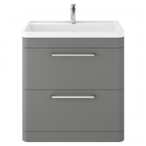 Solar Cool Grey 800mm (w) x 840mm (h) x 450mm (d) 2 Drawer Vanity Unit and Basin