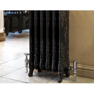 The "Alexandria" 800mm (H) Traditional Victorian Cast Iron Radiator - Anthracite with a Pewter Highlight