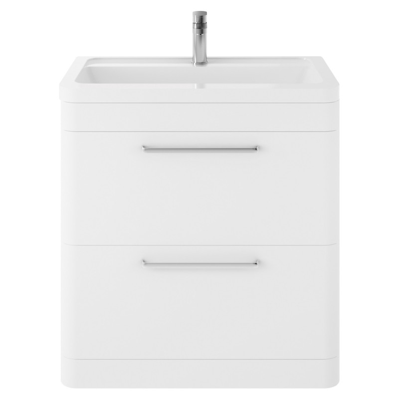 Solar Pure White Floor Standing 800mm (w) x 840mm (h) x 450mm (d) Cabinet & Ceramic Basin