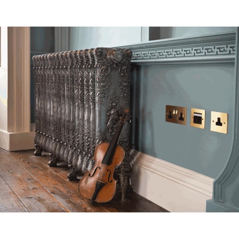 The "Alexandria" 800mm (H) Traditional Victorian Cast Iron Radiator - Antiqued Pewter