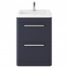 Solar Indigo Blue Floor Standing 600mm (w) x 540mm (h) x 450mm (d) Cabinet & Ceramic Basin
