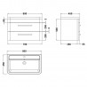 Solar Indigo Blue Wall Hung 800mm (w) x 540mm (h) x 450mm (d) Cabinet & Ceramic Basin - Technical Drawing