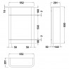 Solar Indigo Blue 550mm (w) x 800mm (h) x 201mm (d) Toilet Unit - Technical Drawing