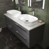 Quartet Gloss Grey 1440mm (w) x 520mm (h) x 510mm (d) Double Cabinet & Sparkling White Worktop - Insitu