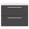Quartet Gloss Grey 720mm (w) x 520mm (h) x 510mm (d) Cabinet & Sparkling White Worktop